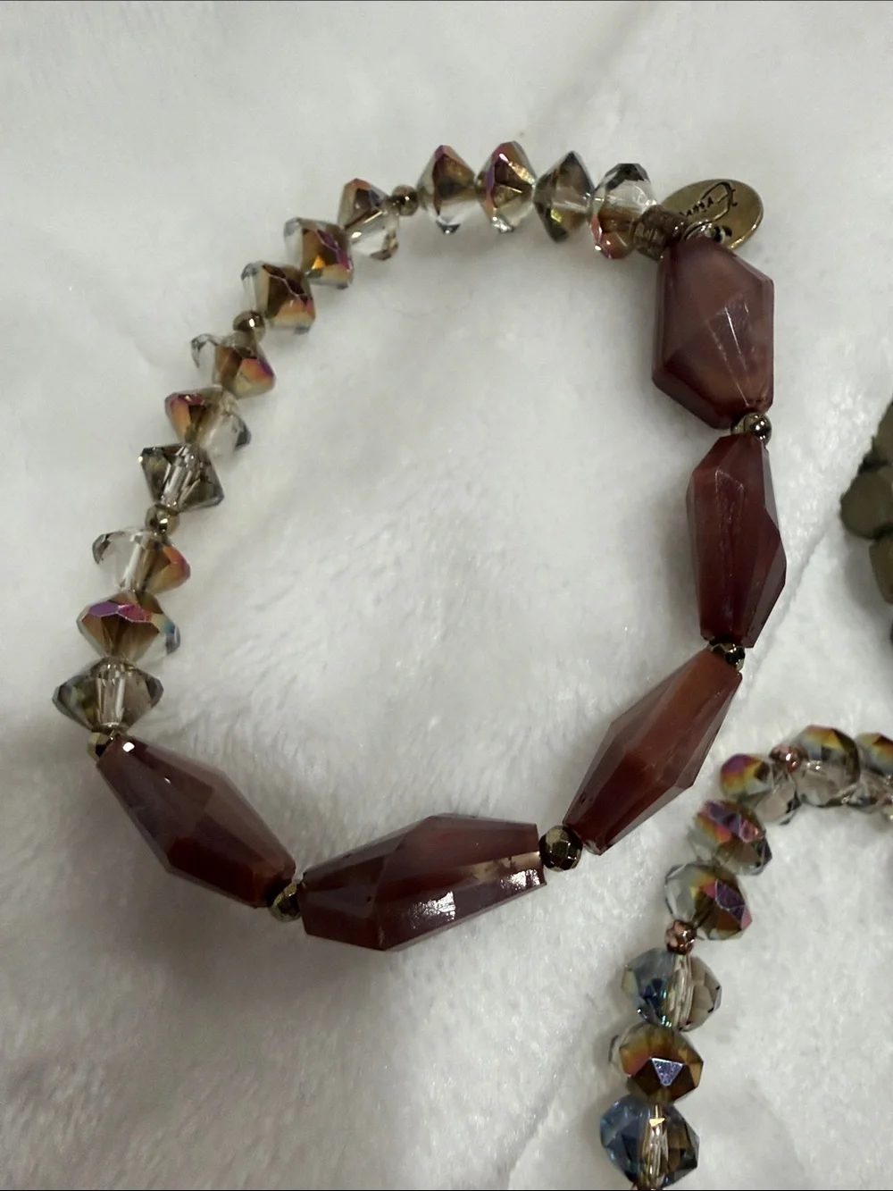 Erimish Multistrand Stretch Bracelet Set in Brown and Iridescent